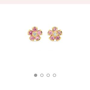 Jennifer Meyer Pink Sapphire Flower Studs with Diamond Center